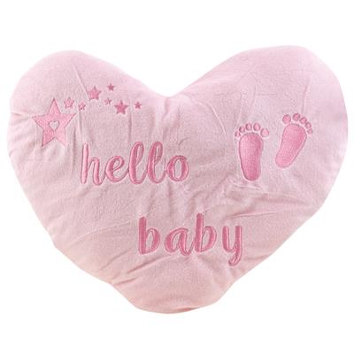 Herz Plüschkissen rosa "Hello Baby" 30cm