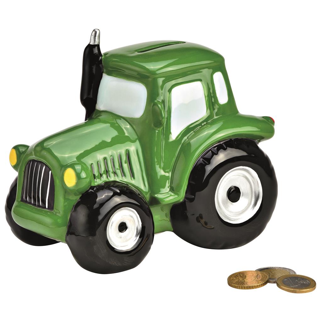 Spardose Traktor grün, 17x14cm