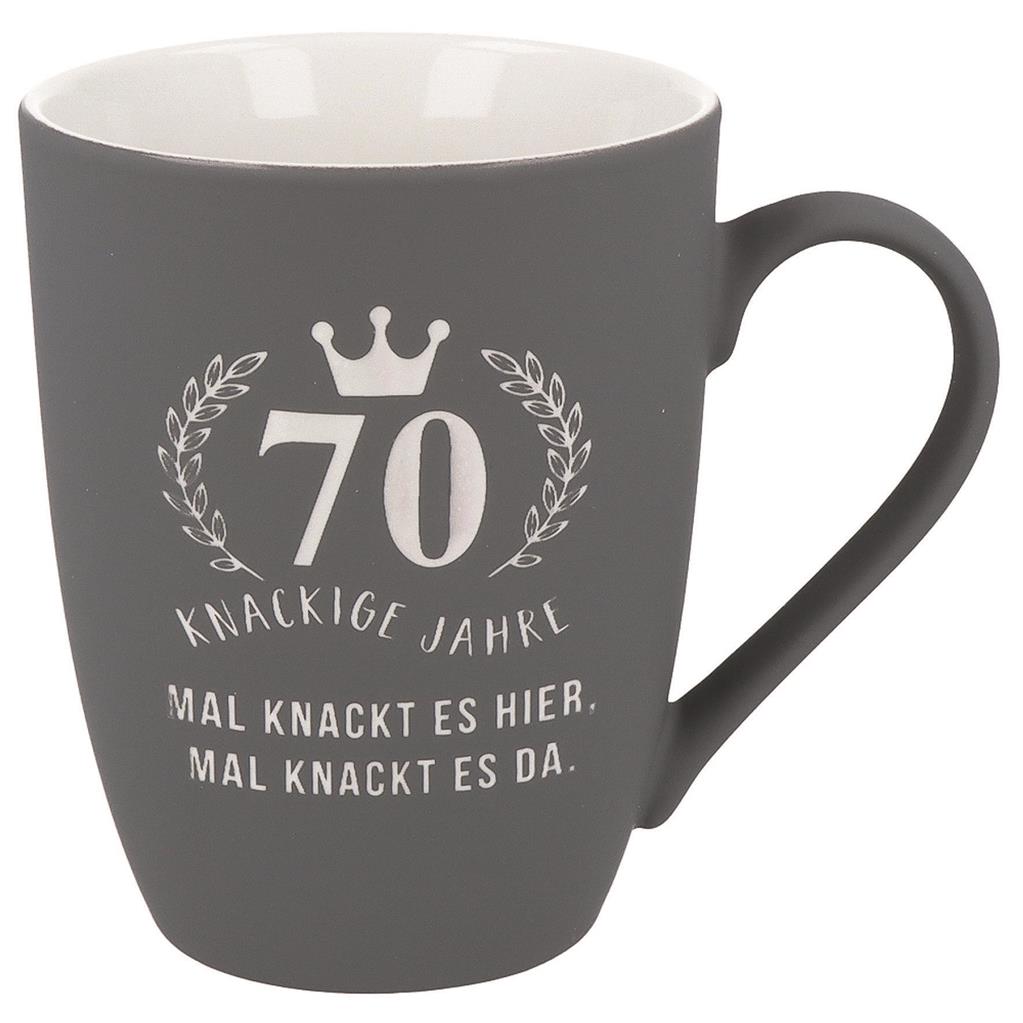 Soft-Touch Tasse "70 knackige Jahre"