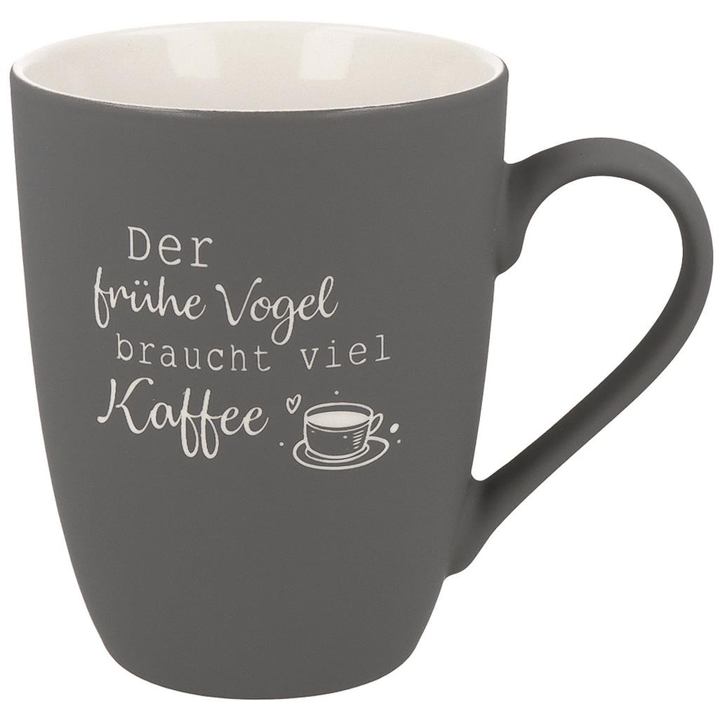 Soft-Touch Tasse "Der frühe Vogel ..."