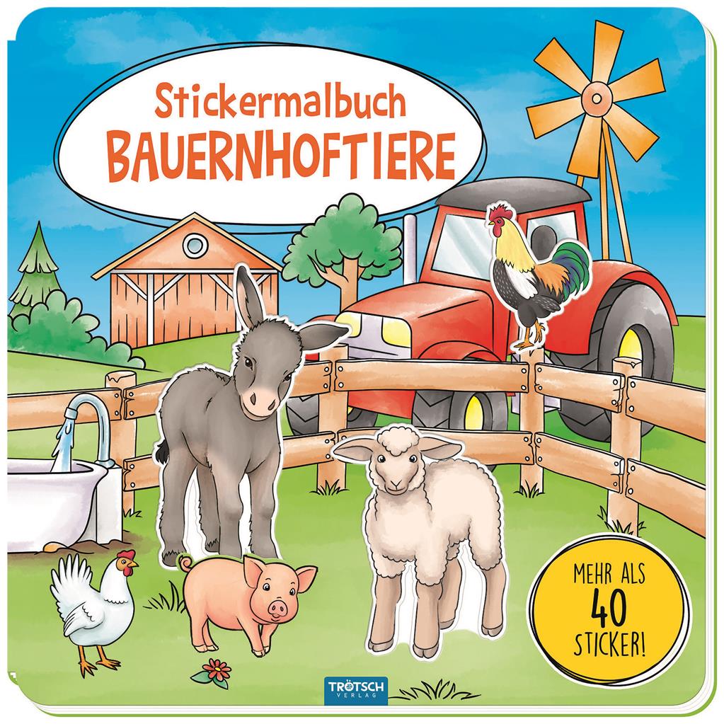 Stickermalbuch "Bauernhoftiere"