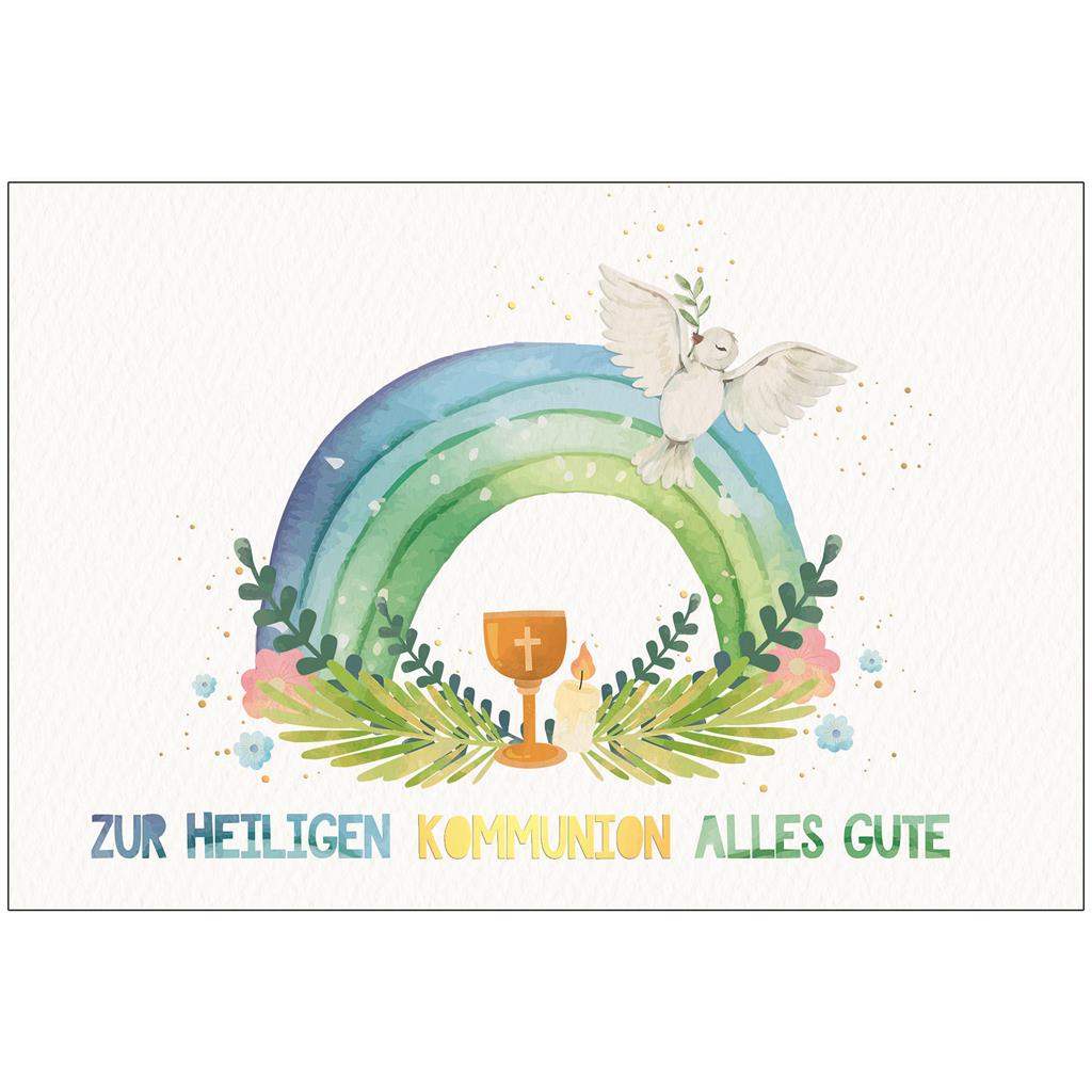 Bil. Kommunion Taube auf Regenbogen