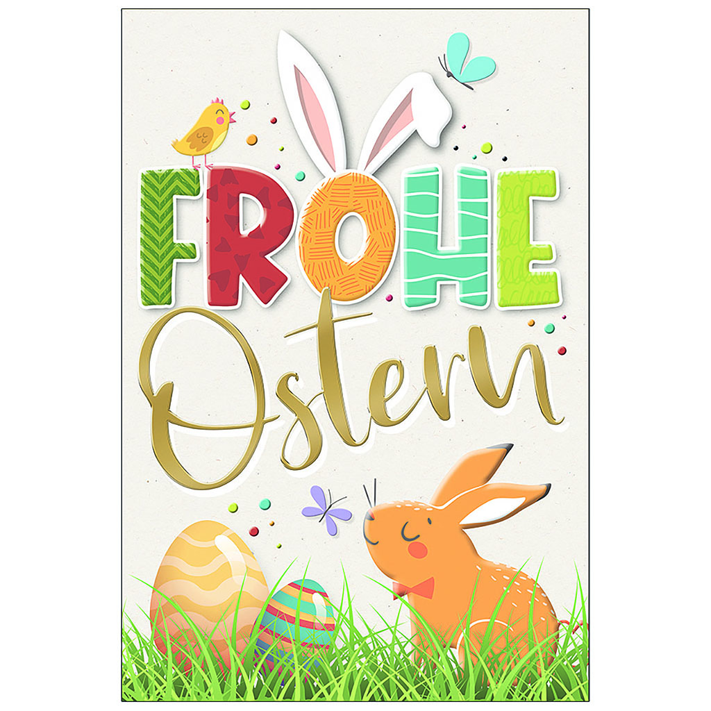 Bil. Ostern Hase mit bunten Eiern