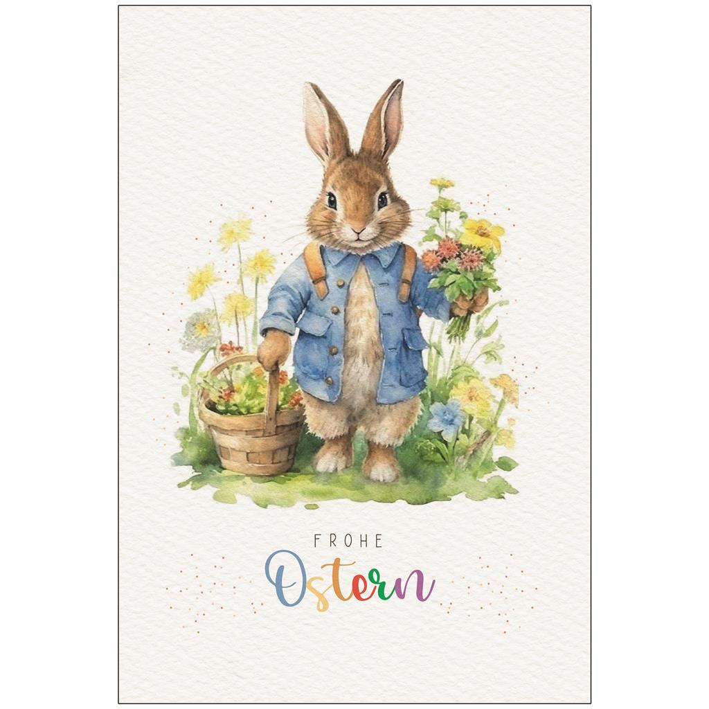 Bil. Ostern Hase mit Blumenkorb