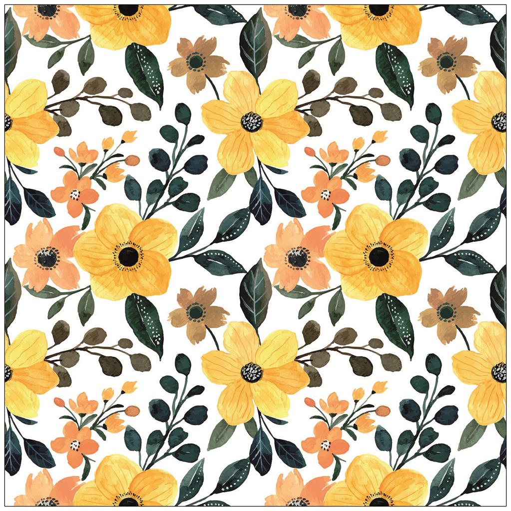 Servietten 20er yellow floral pattern, 33cm