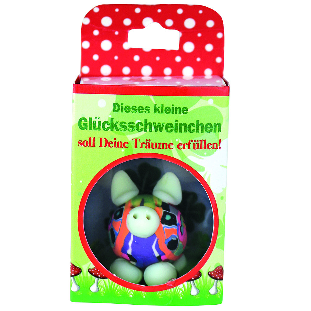 Glücksschweinchen in Box "Viel Glück"