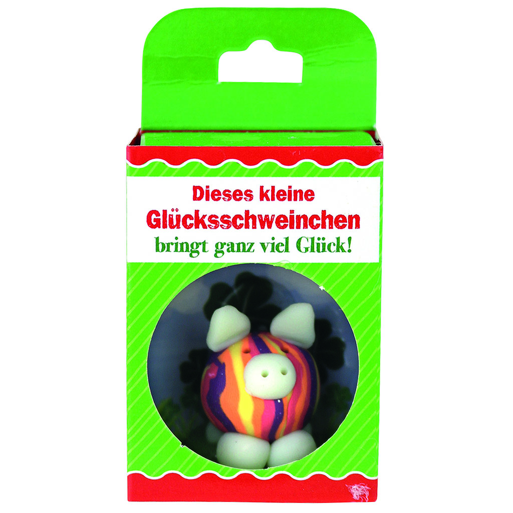 Glücksschweinchen in Box "Viel Glück"