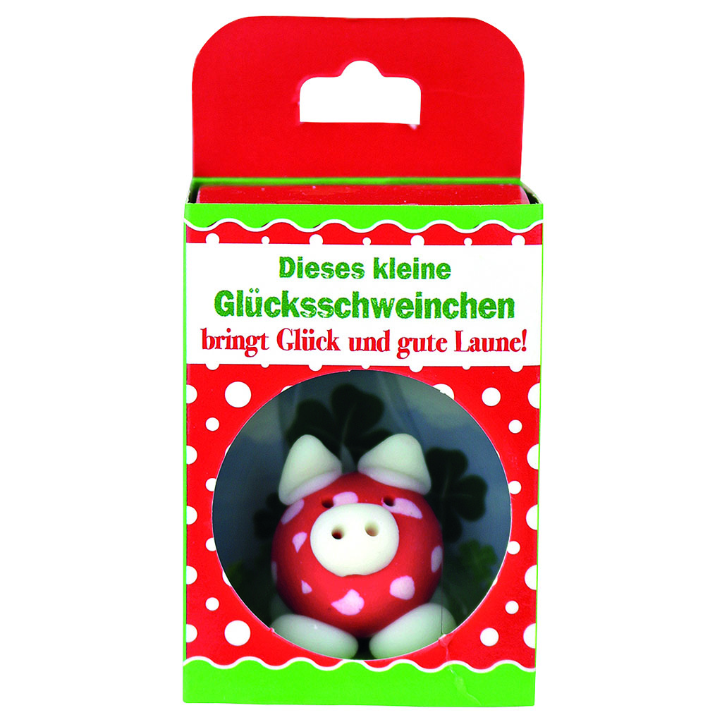 Glücksschweinchen in Box "Viel Glück"