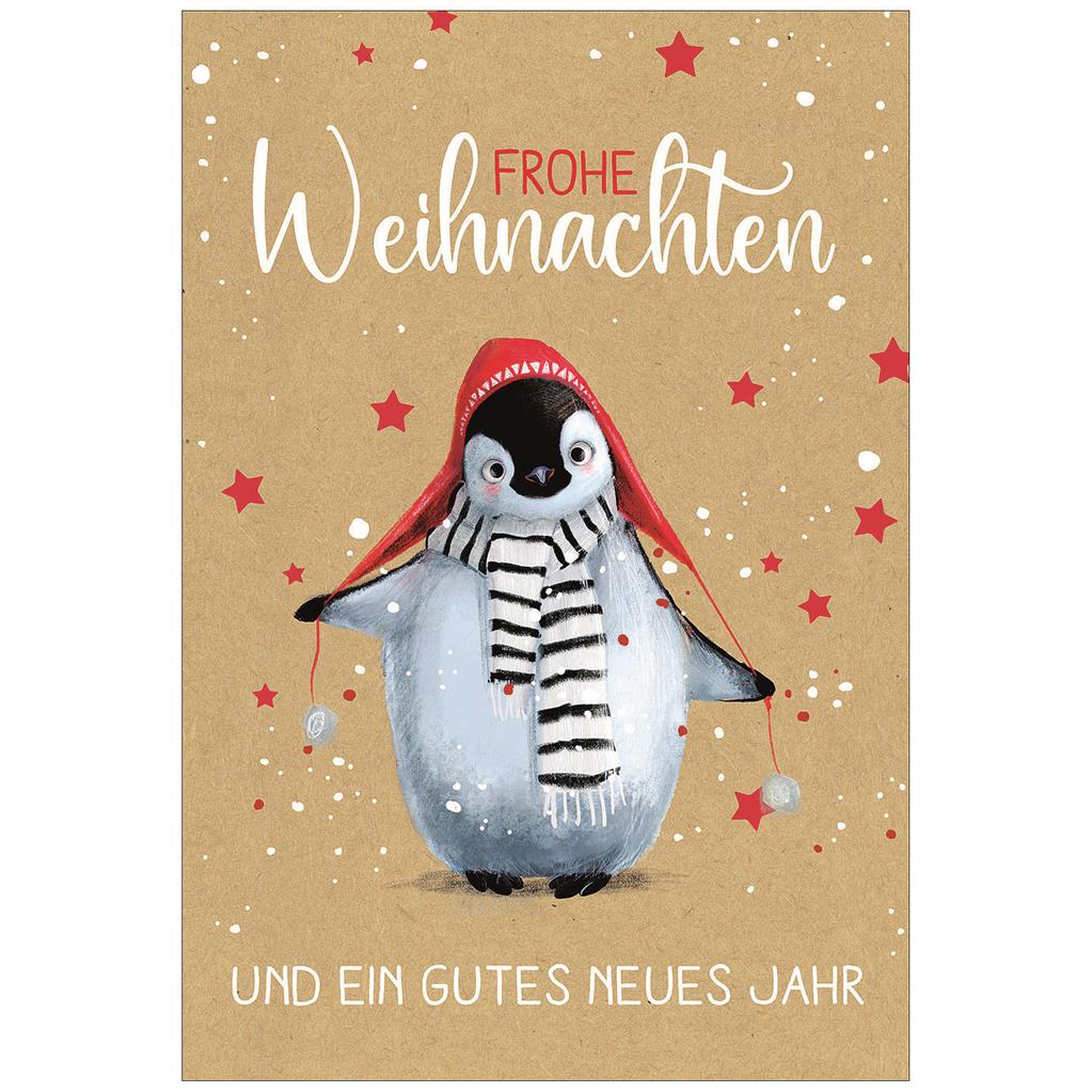 Bil. Weihnachten Pinguin mit roter Haube