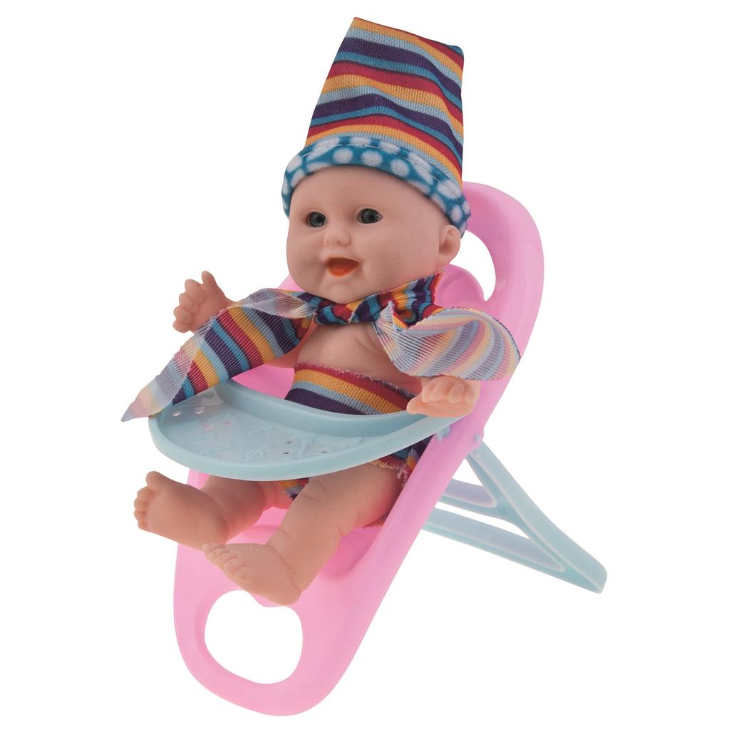 Babypuppe sitzend mit Zubehör 12cm