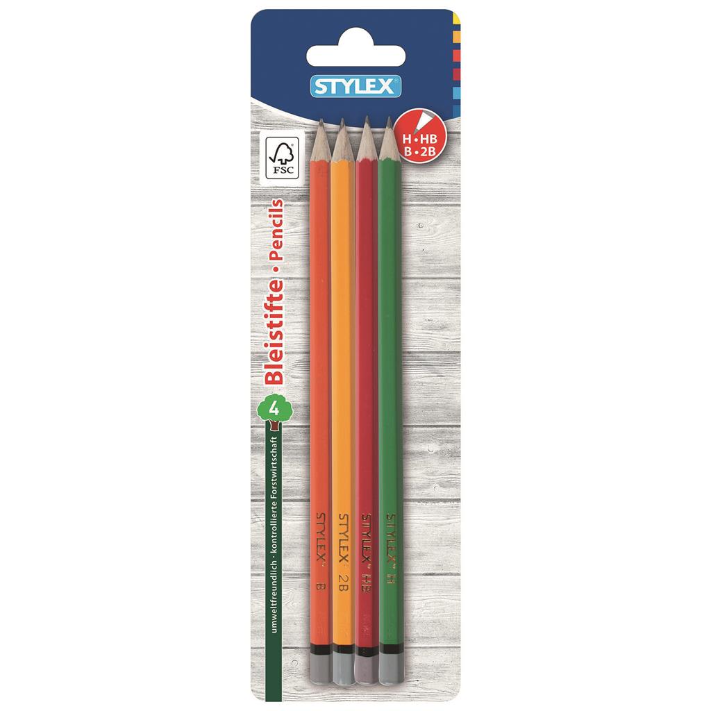 4er Bleistifte ohne Radiergummi