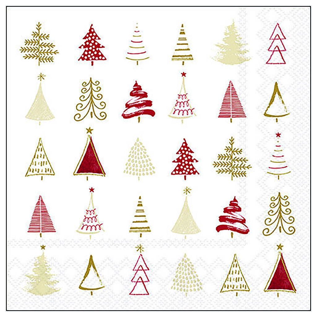 Servietten 20er Christmas tree doodles, 33cm