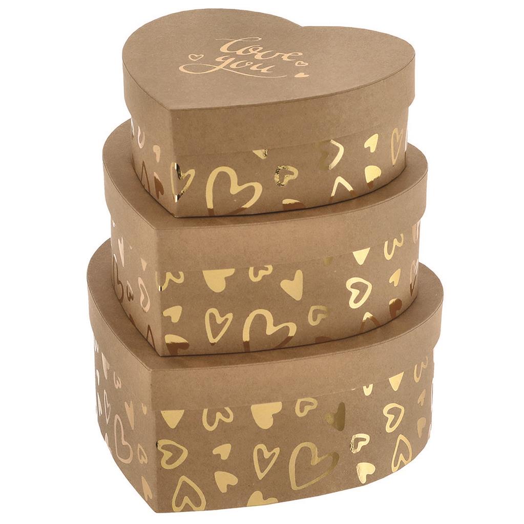 Boxenset 3er "love you" Kraftpapier