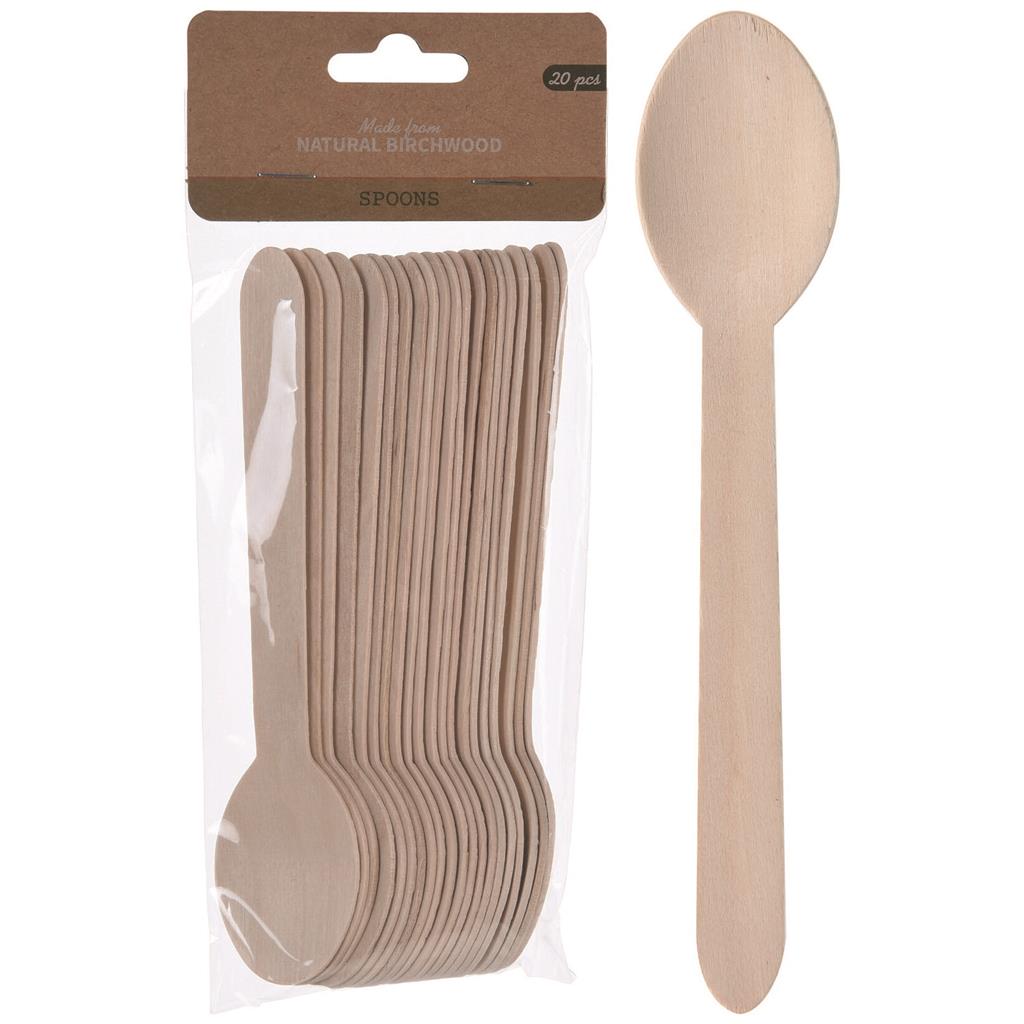 Löffel Holz, 16cm - 20er Set