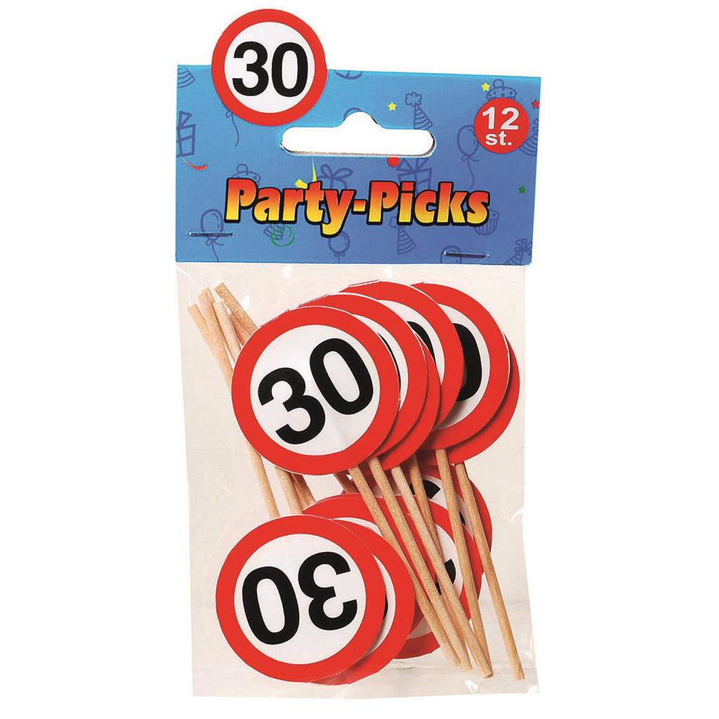 Party-Picks "30", 12-teilig