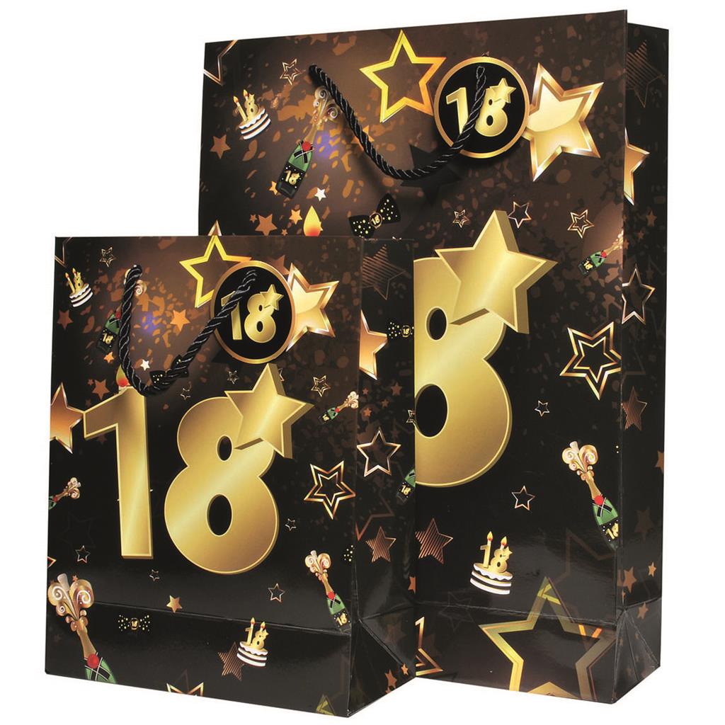 Geschenktaschen "18" schwarz/gold, 2-teilig
