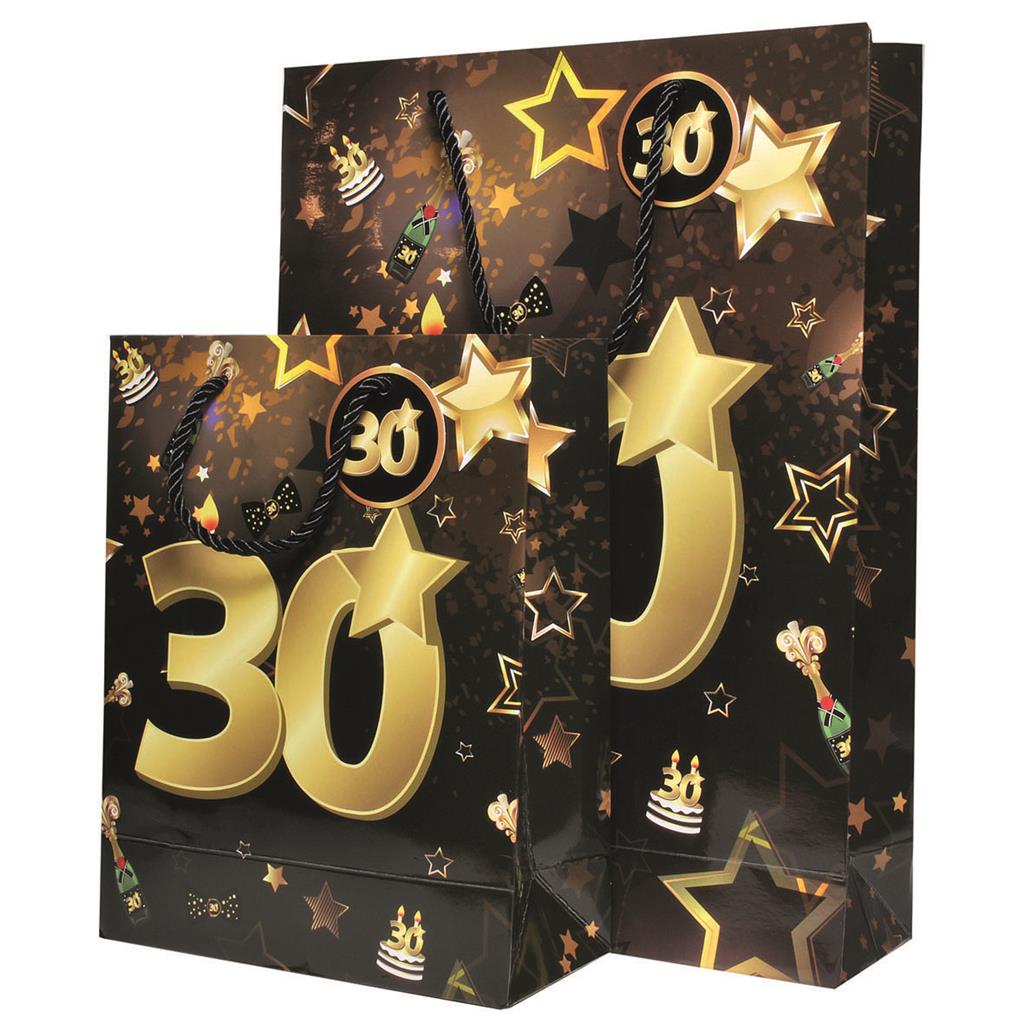 Geschenktaschen "30" schwarz/gold, 2-teilig