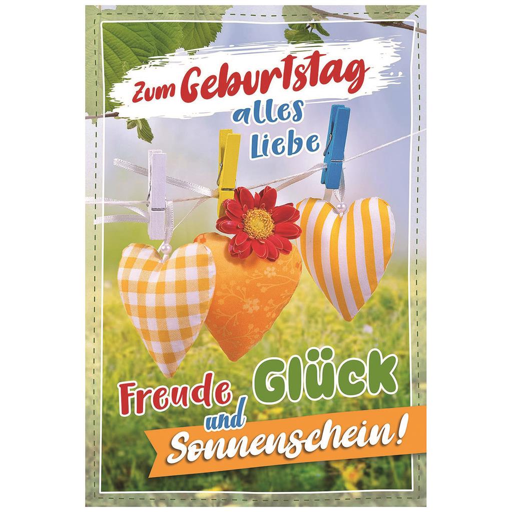 Bil. Geburtstag 3 Herzen auf Schnur