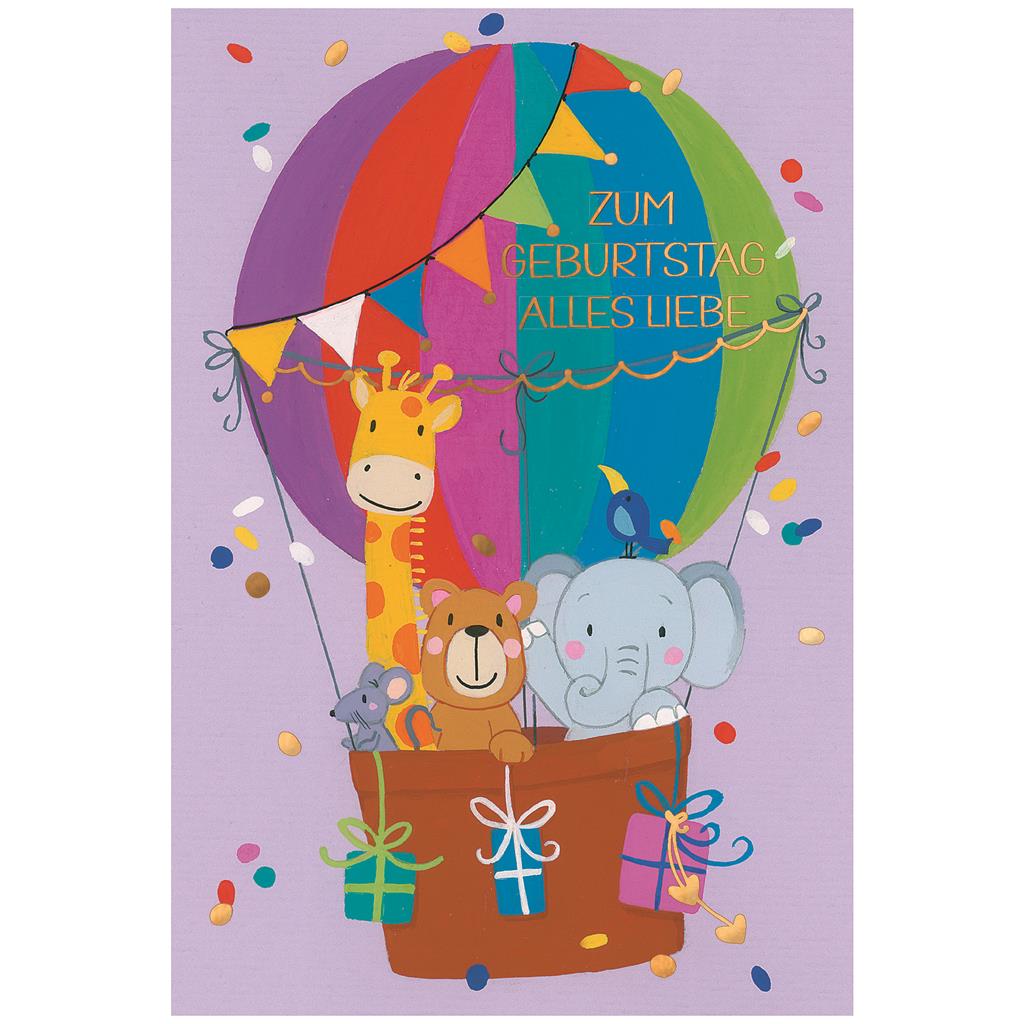 Bil. Geburtstag Heißluftballon mit Tieren