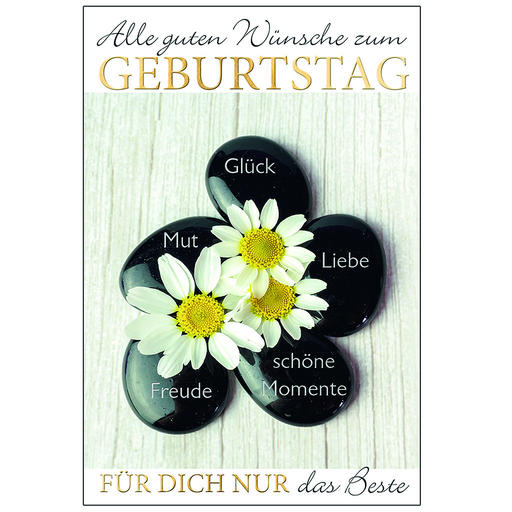 Bil. Geburtstag Glückssteine und Blüten