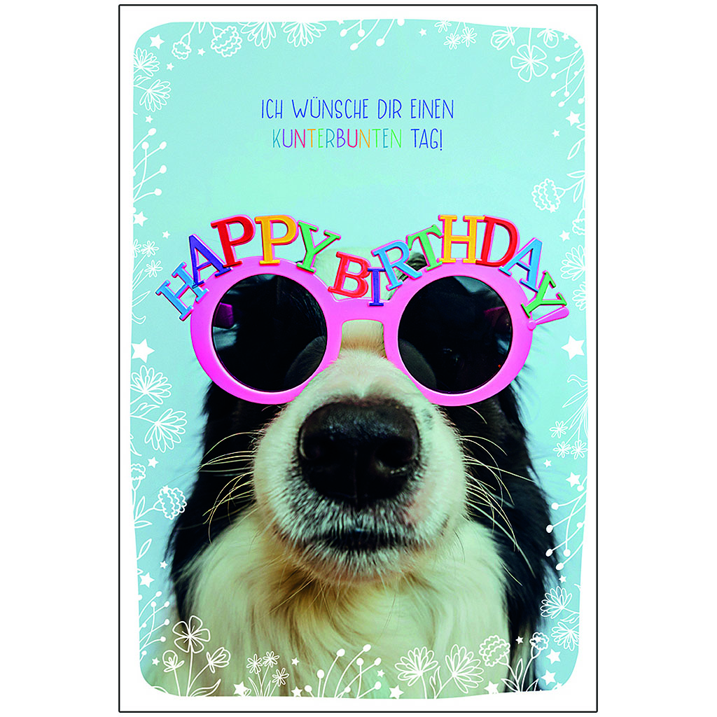 Bil. Geburtstag Hund mit Brille