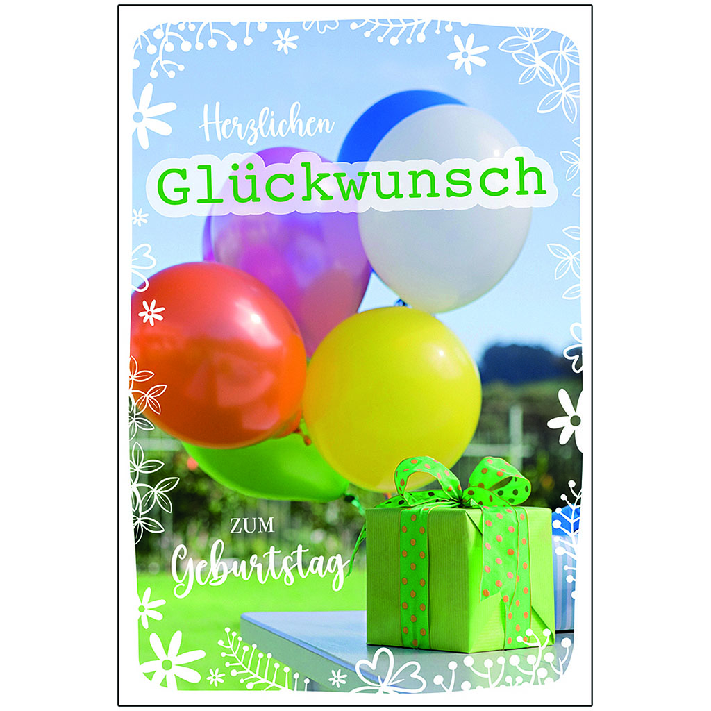 Bil. Geburtstag Luftballons und Geschenke