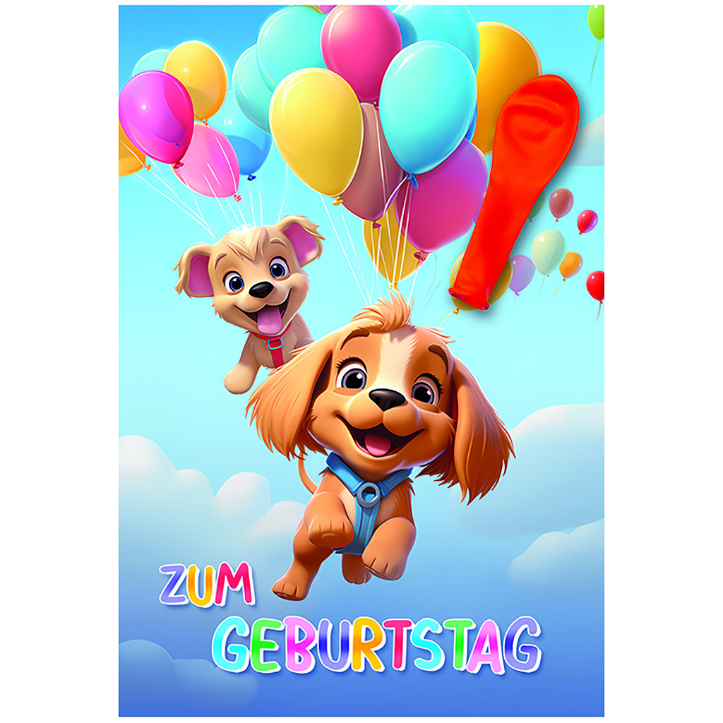 Bil. Geburtstag Hunde mit Ballons