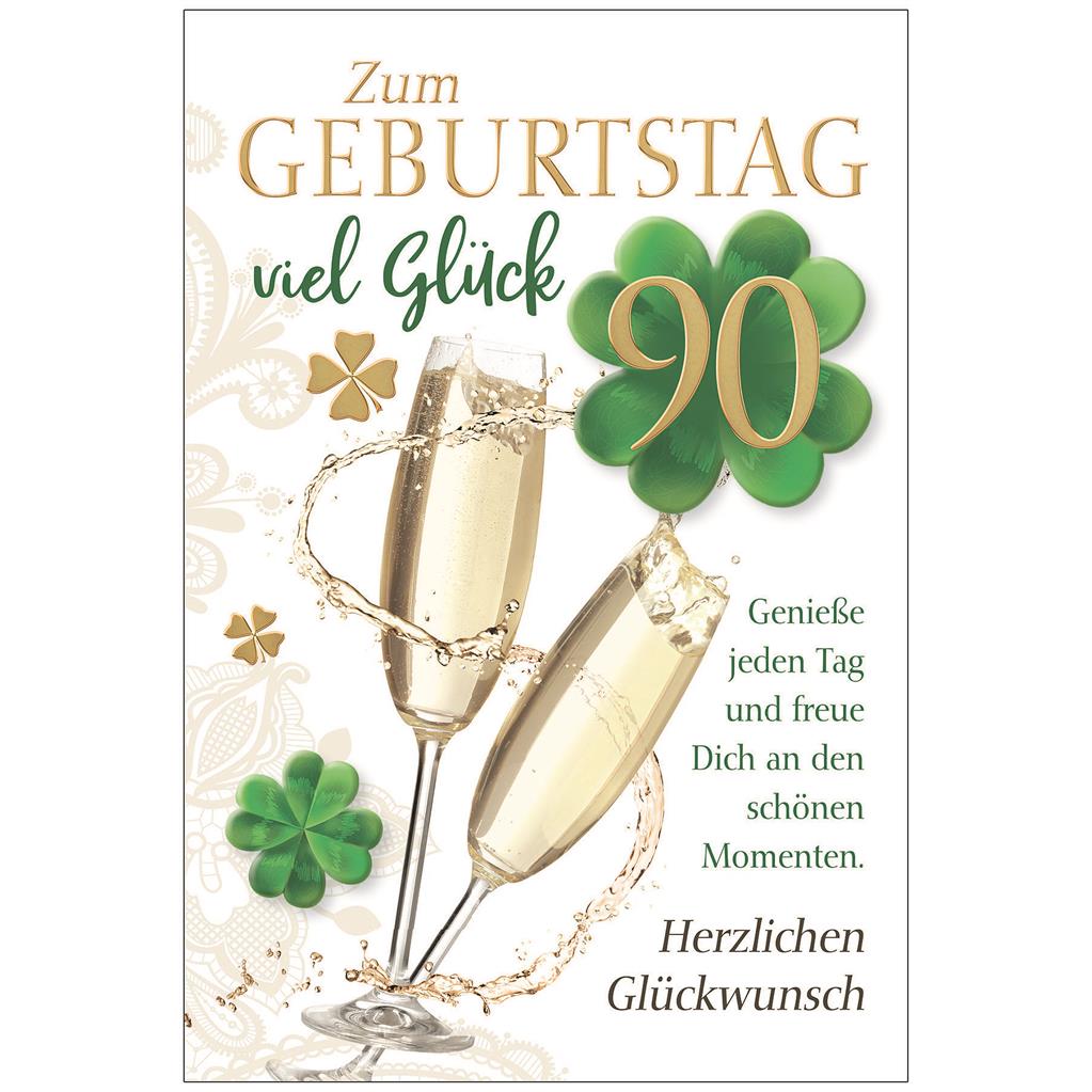 Bil. Geburtstag 90 Sekt und Kleeblatt