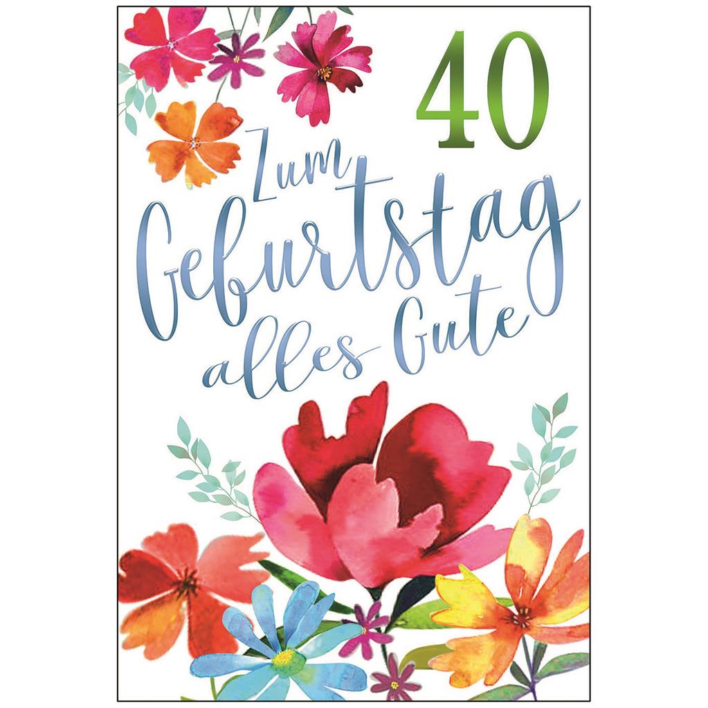 Bil. Geburtstag 40 Blumen pastell