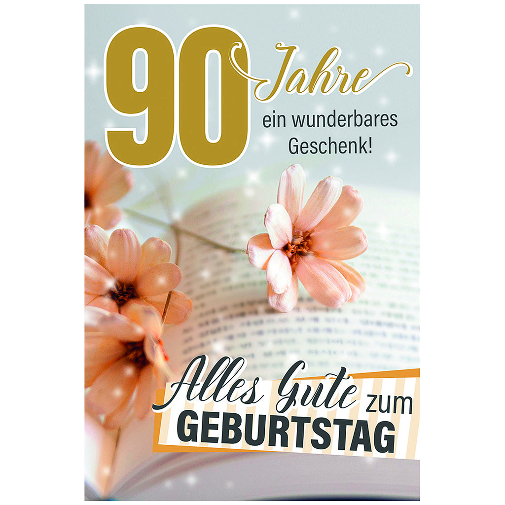 Bil. Geburtstag 90 Blumen auf Buch