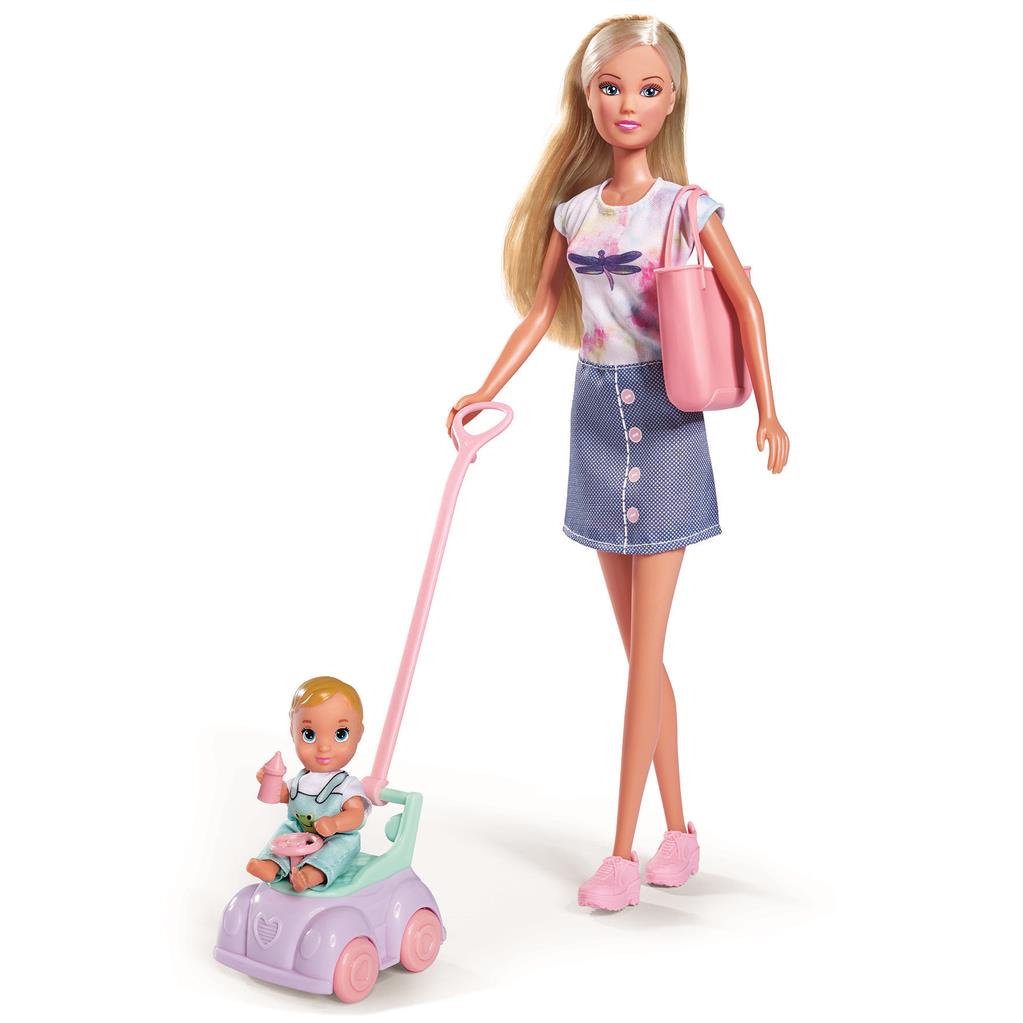 Steffi Puppe 29cm mit Baby u. Laufauto