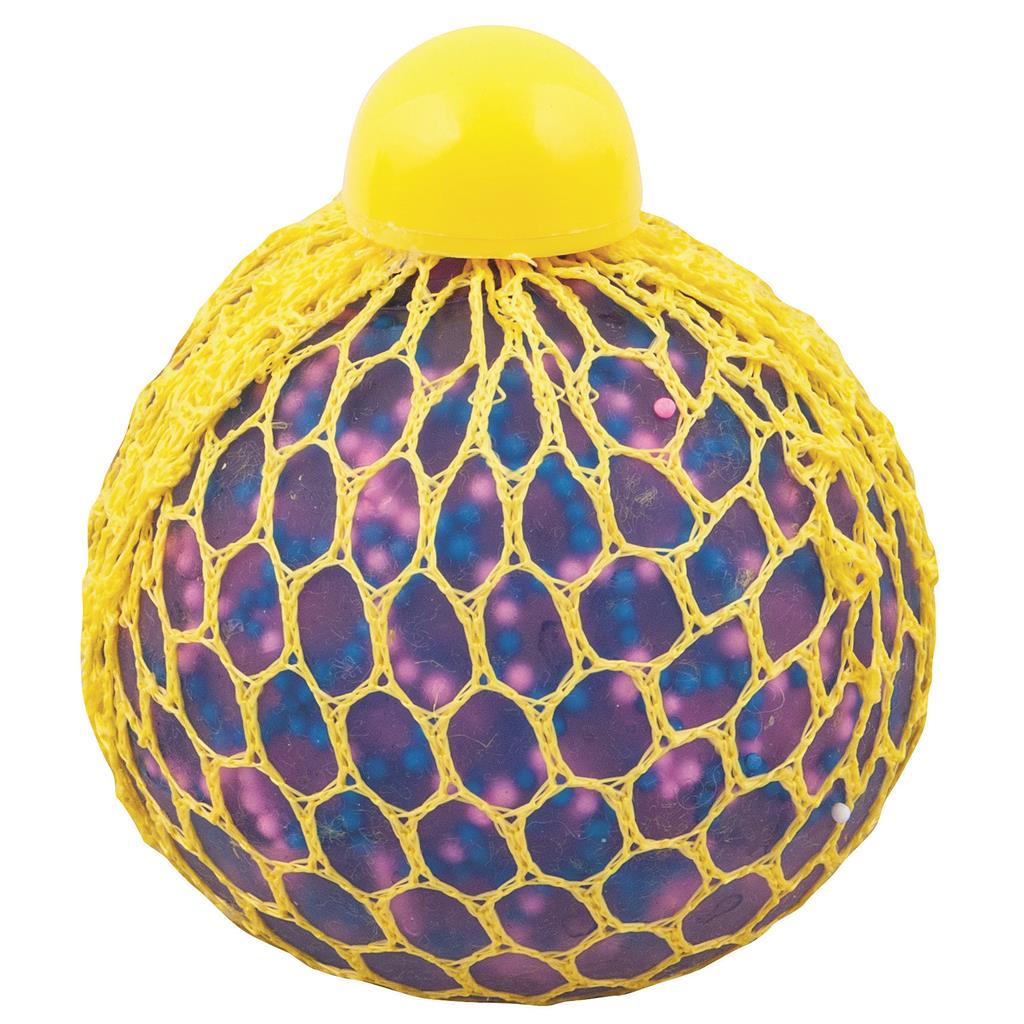 Quetschball Slime im Netz mit Confetti 7cm, 4ass