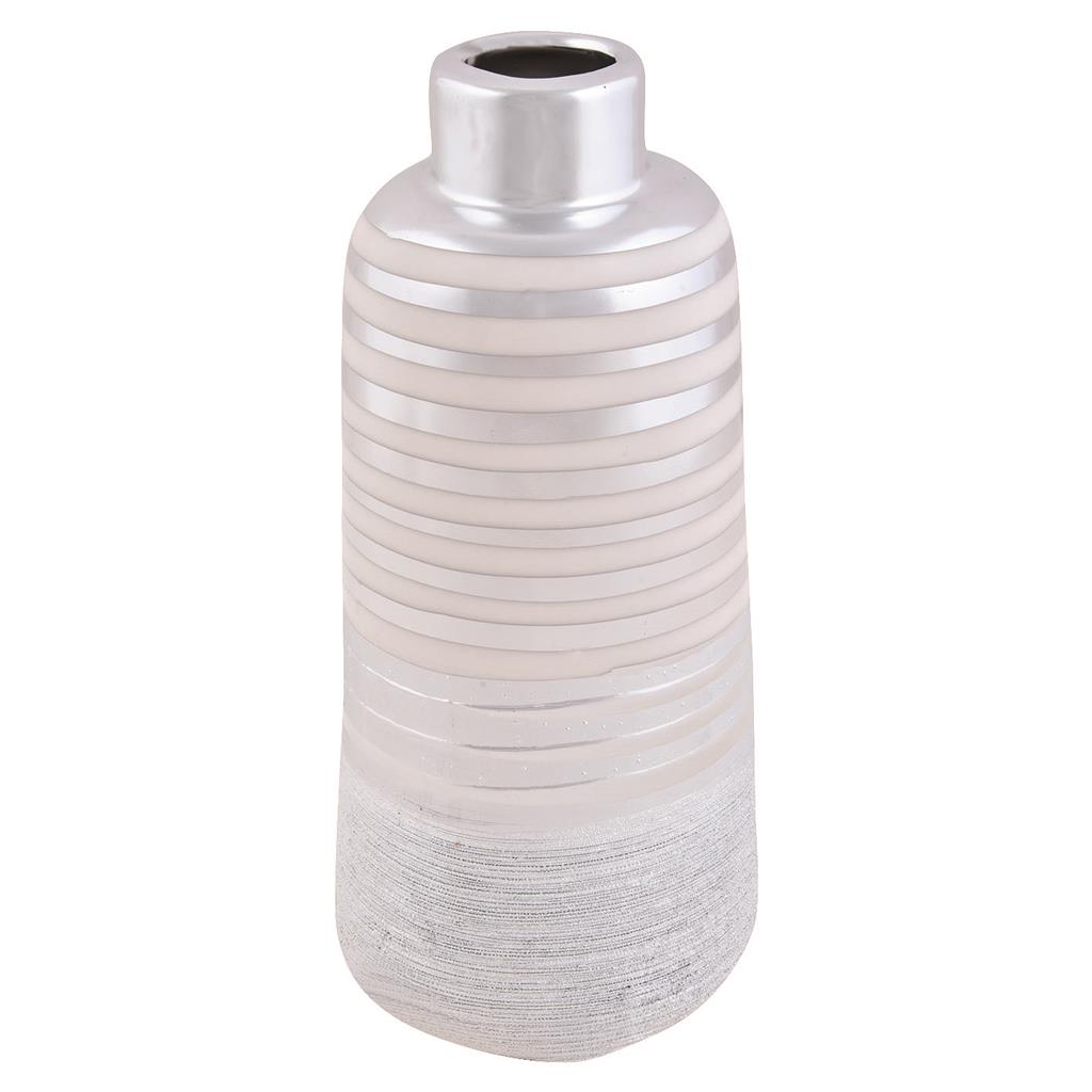 Vase Porzellan silber/weiß 22cm