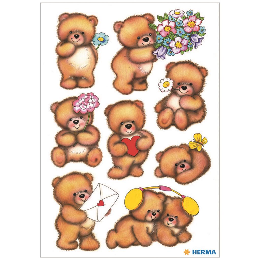 Sticker Decor Bären mit Blumen, 3 BL