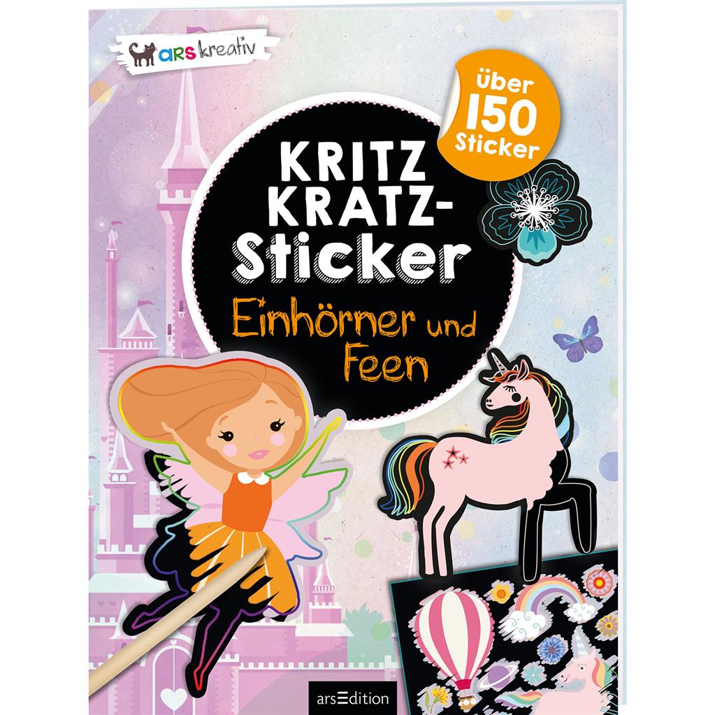 Kritzkratz-Sticker: Einhörner u. Feen