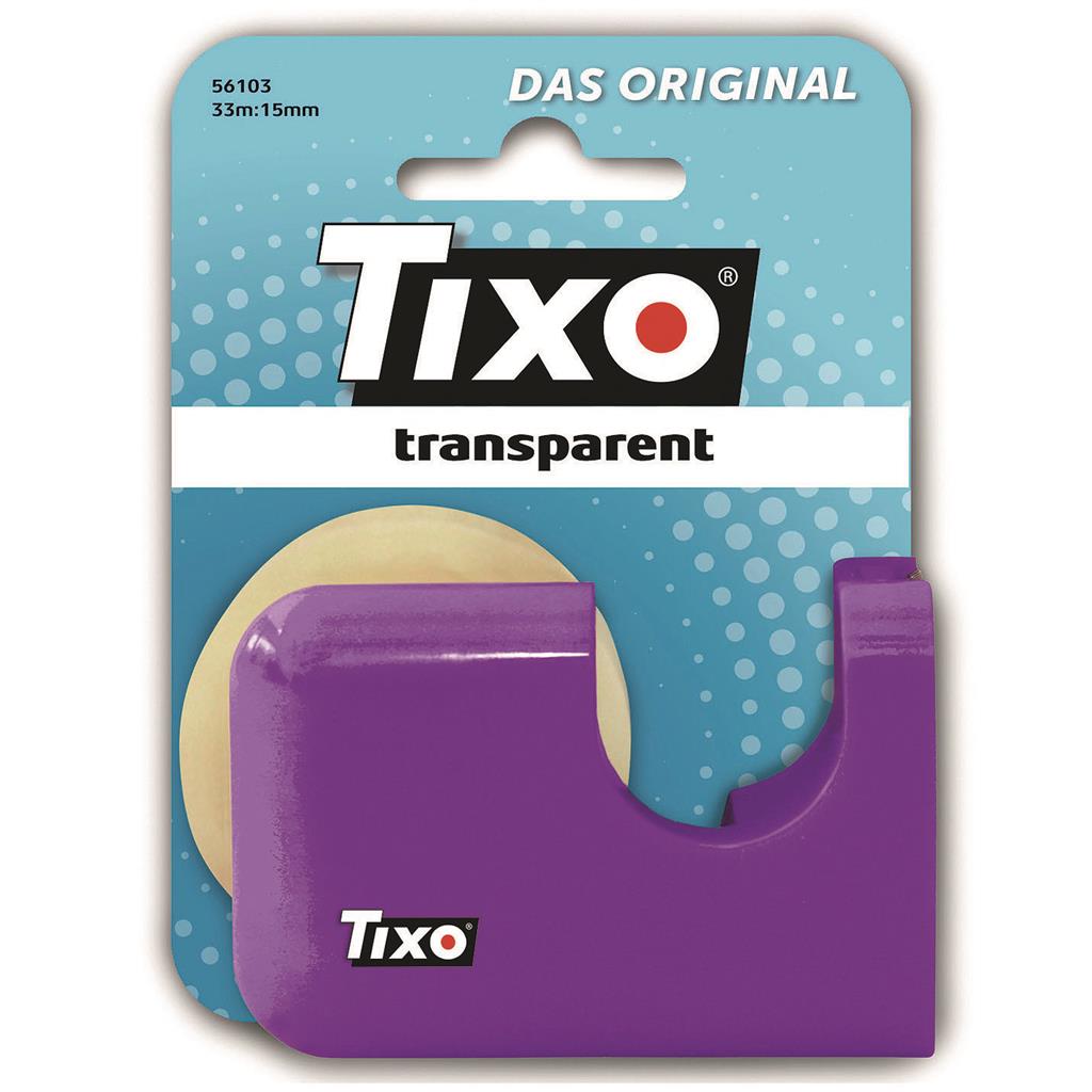 TIXO Klebefilm transparent im Abroller, Blisterkarte