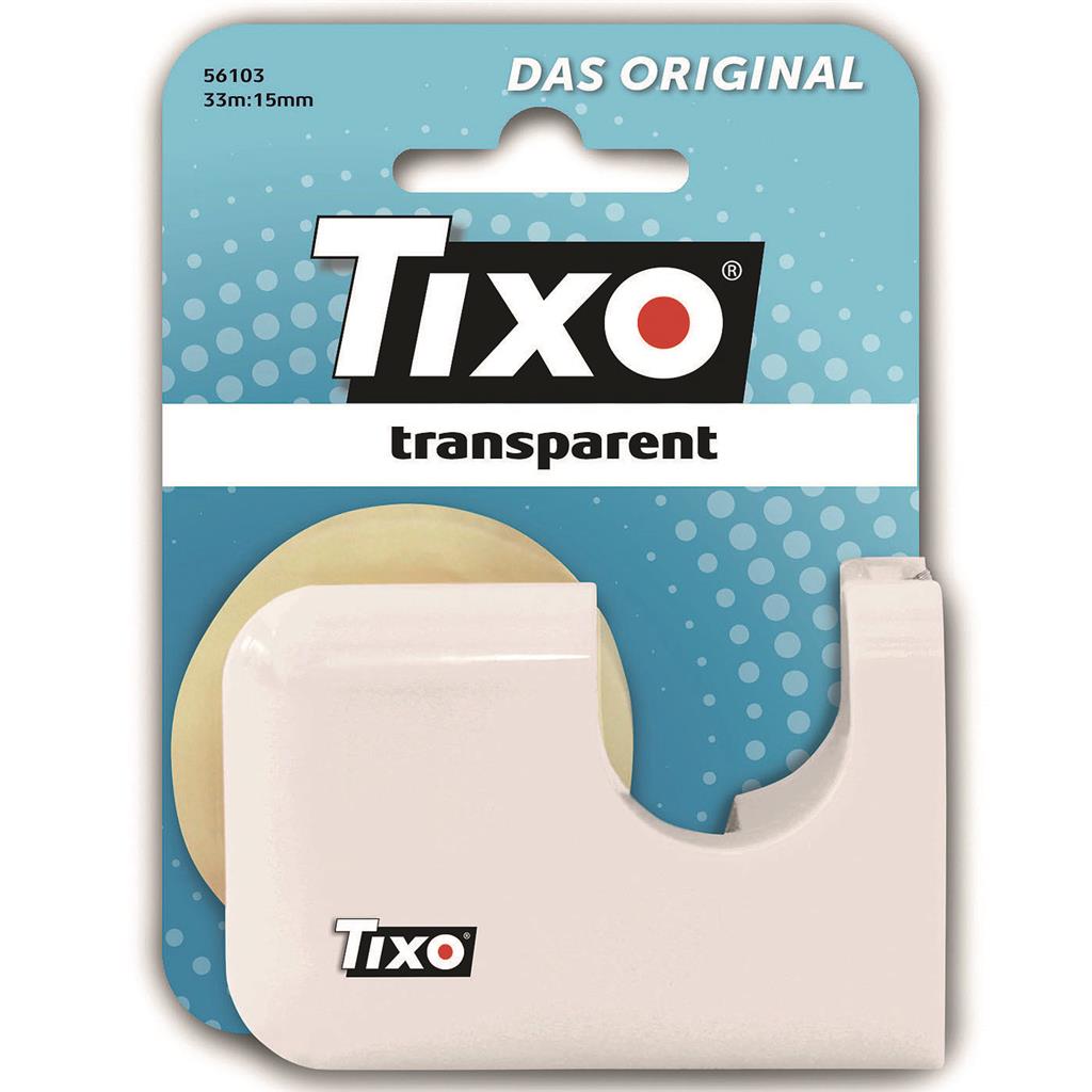TIXO Klebefilm transparent im Abroller, Blisterkarte