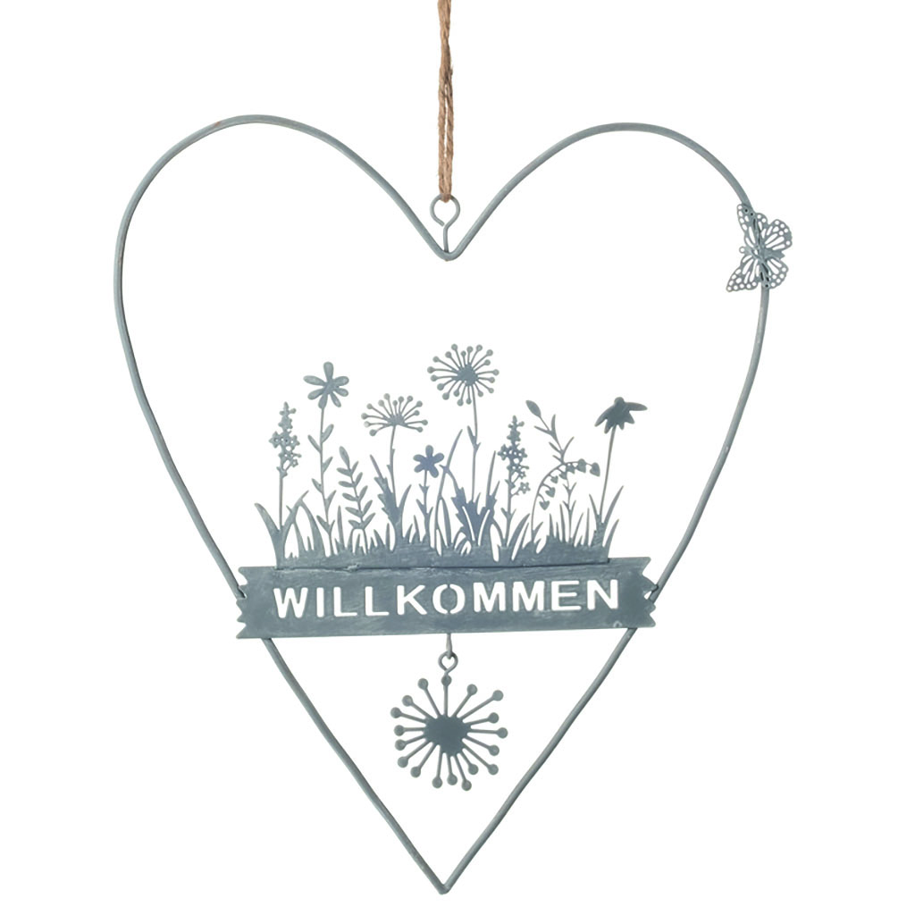 Hänger "Willkommen - Blumen" 21cm