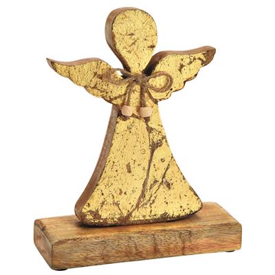 Engel aus Mangoholz gold, 21cm