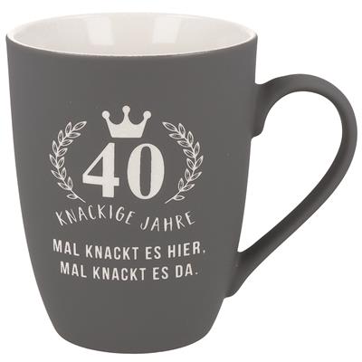 Soft-Touch Tasse "40 knackige Jahre"