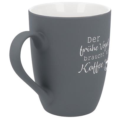 Soft-Touch Tasse "Der frühe Vogel ..."