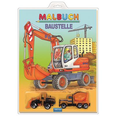 Malbuch "Baustelle" mit Fahrzeugen