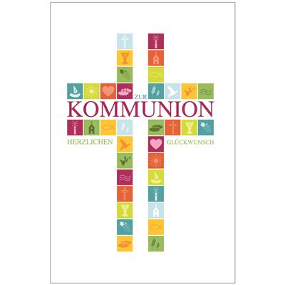 Bil. Kommunion Kreuz mit Symbole