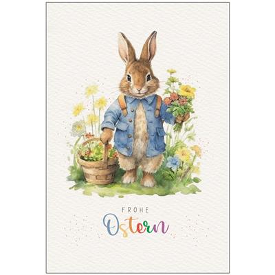 Bil. Ostern Hase mit Blumenkorb