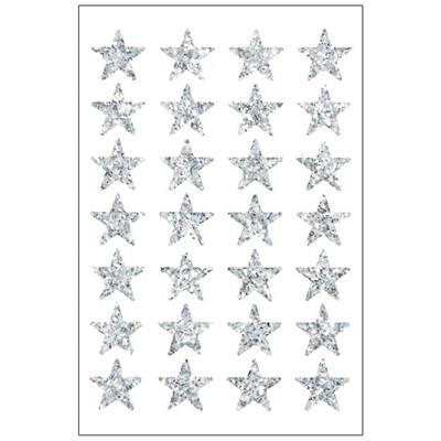 Sticker 28 Sterne Glitter silber, 1 Bogen