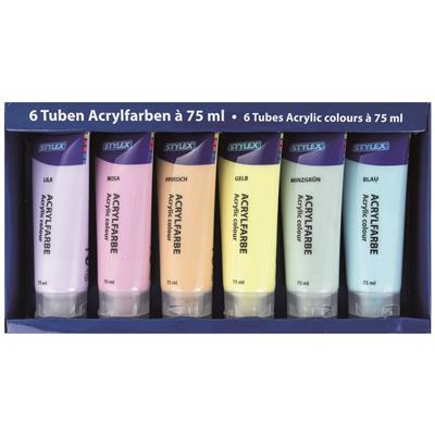 Acrylfarbe, 6 Tuben à 75 ml, pastell