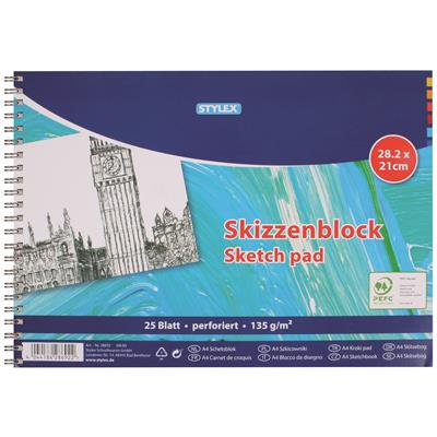 Skizzenblock, A4, 25 Blatt, 135g