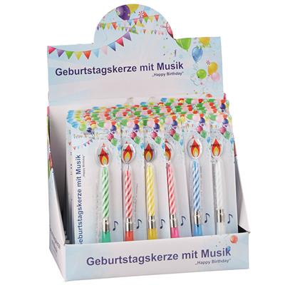 Geburtagskerze mit Musik, 6-fach sort.