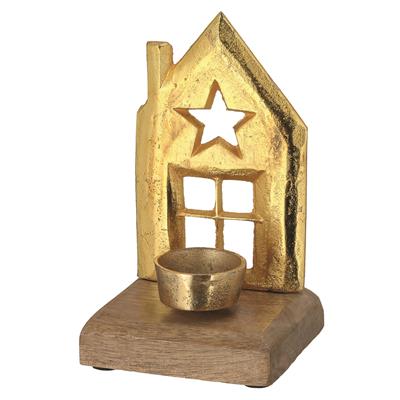 Kerzenhalter "Haus" gold 17cm
