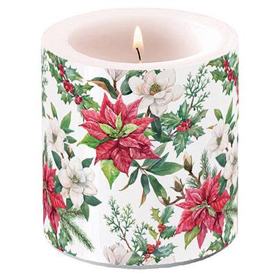 Kerze "Christmas florals" klein